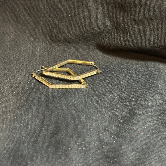 ✨ Gold Geometric Rhinestone Hoop Earrings | Cassandra & Co. Boutique Collection - Picture 4 of 7